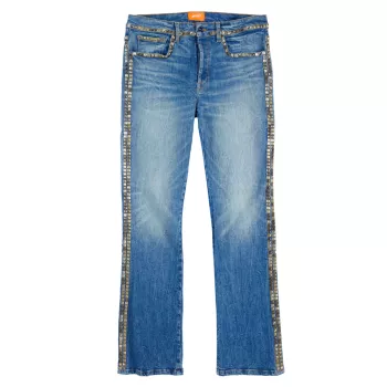 Расклешенные джинсы с заклепками Bossi