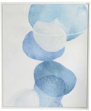 Абстрактное настенное искусство в рамке с перекрывающимся кругом на холсте и белой рамкой, 37 x 1 x 37 дюймов Rosemary Lane