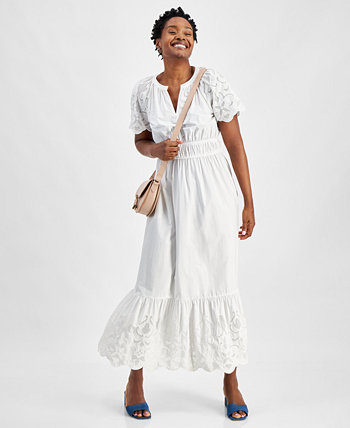 Women's Cotton Embroidered Maxi Dress, Created for Macy's On 34th