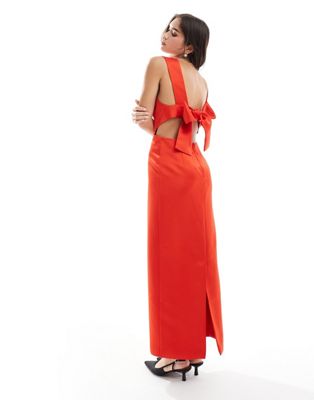 ASOS EDITION cut out detail tie back maxi dress in red ASOS EDITION