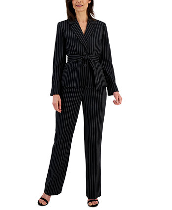 Женский брючный костюм в полоску с поясом, обычные и миниатюрные размеры Le Suit