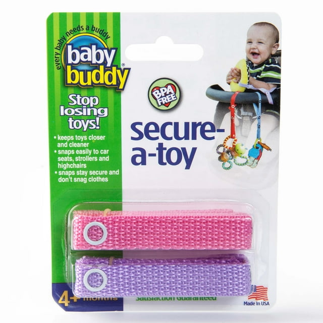 Baby Buddy Secure-A-Toy, Safety Strap Secures Toys, Teether, or Pacifier to Stroller, Highchair, Car Seat, Orange-Gold Baby Buddy