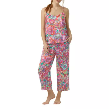 Летний укороченный пижамный комплект без рукавов с цветочным рисунком BedHead
