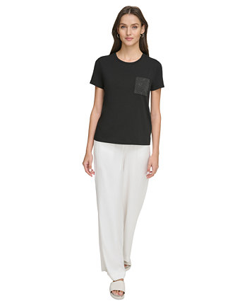 Женская рубашка с короткими рукавами и карманами с заклепками DKNY