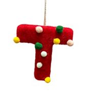 Новогодний подвесной Ornament из фетра с помпонами, разные размеры, дизайн с инициалами St. Nicholas Square