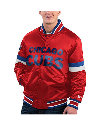 Мужская красная атласная университетская куртка с пуговицами Chicago Cubs Home Game красного цвета Starter