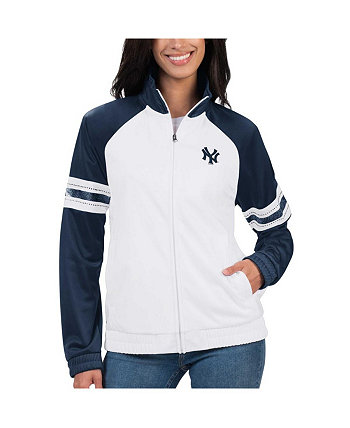 Белая женская спортивная куртка с молнией во всю длину New York Yankees Show Up реглан G-III