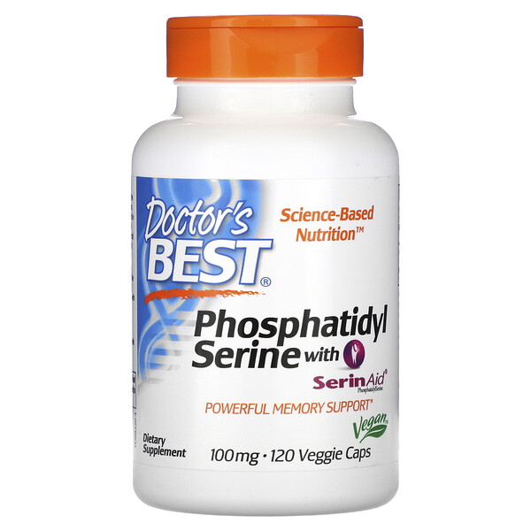 PhosphatidylSerine с SerinAid, 100 мг, 120 растительных капсул - Doctor's Best Doctor's Best