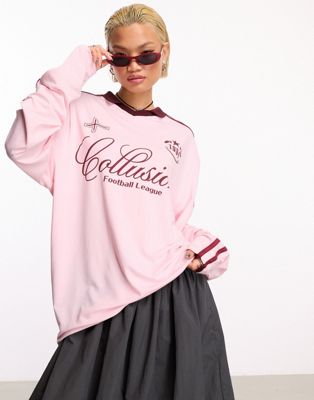 Розовая объемная футбольная рубашка с длинными рукавами COLLUSION Collusion