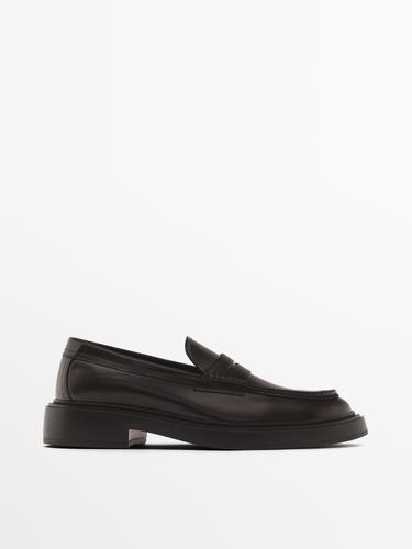 Leather penny loafers Massimo Dutti