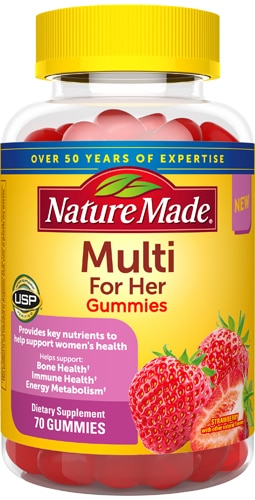 Nature Made Multi For Her Gummies Strawberry — 70 жевательных конфет Nature Made