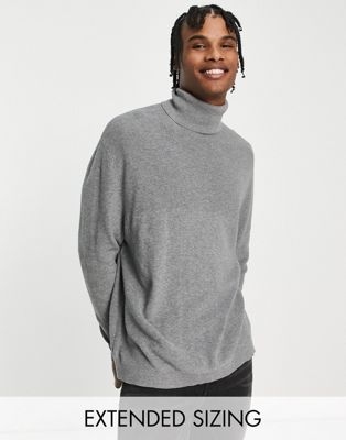Серый легкий свободный свитер в рубчик с высоким воротником ASOS DESIGN ASOS DESIGN