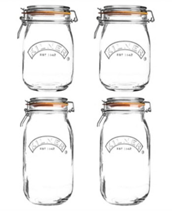 Set of 4 Round Clip Top Jars Kilner