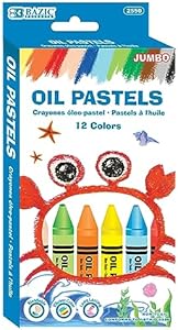 BAZIC Oil Pastel Jumbo 12 Color, Assorted Colors Coloring Drawing Pastel, Art Tool for Kids Indoor Activities At Home School Supplies, 1-Pack Bazic Products