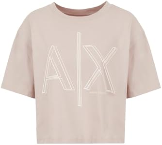 Женская укороченная футболка с принтом и логотипом на груди от A|X Armani Exchange A｜X Armani Exchange