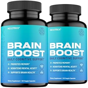 Brain Boost Nootropic Supplement | Supports Memory, Mental Focus, Cognitive Health & Energy | Caffeine-Free, Promotes Healthy Mood & Brain Function w/Ginkgo Biloba & DMAE | 60 Capsules (Капсулы) Nootrix