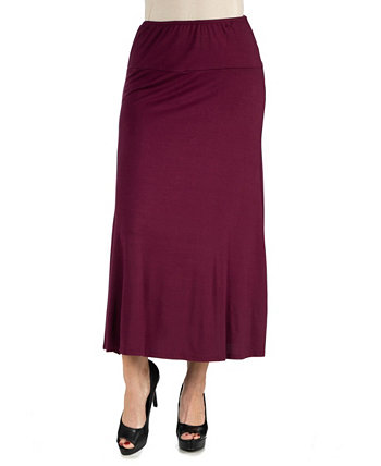 Женская эластичная талия сплошной цвет макси юбка 24Seven Comfort
