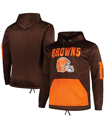 Мужской коричневый пуловер с капюшоном Cleveland Browns Big and Tall Fanatics
