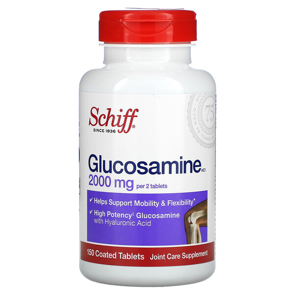 Глюкозамина гидрохлорид, 2000 мг, 150 таблеток, покрытых оболочкой (1000 мг на таблетку) Schiff