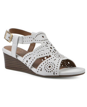 Women's Brush Up Perforated Wedge Sandals White Mountain