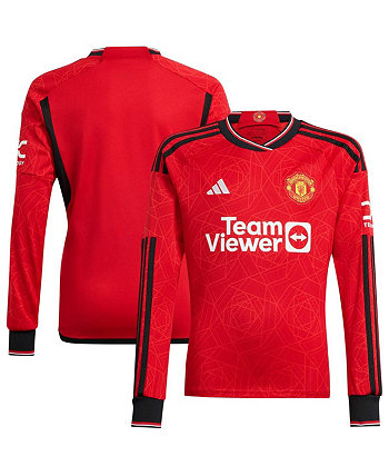 Мужская красная домашняя футболка с длинным рукавом Manchester United 2023/24 Adidas