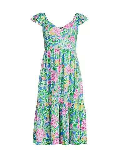 Женское Повседневное платье Lilly Pulitzer Bayleigh Floral Flutter-Sleeve Lilly Pulitzer