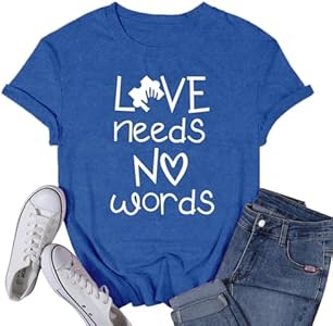 Women's Autism Awareness Shirts Love T-Shirts Autistic Support Tee Tops VQD