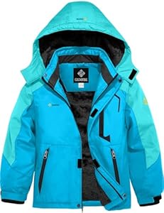 GEMYSE Boy's Waterproof Ski Snow Jacket Hooded Fleece Windproof Winter Jacket GEMYSE