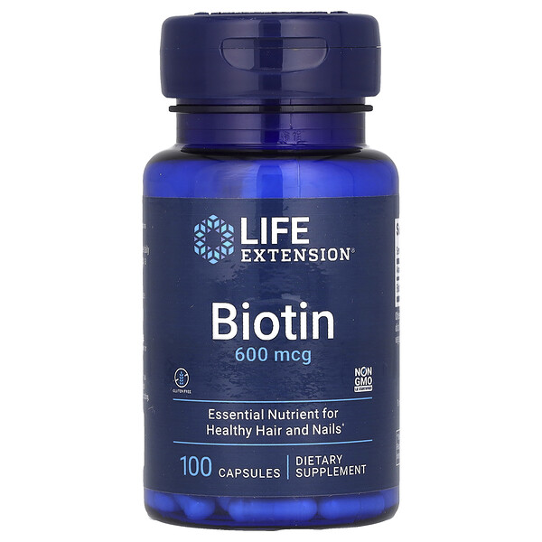 Биотин - 600 мкг - 100 капсул - Life Extension Life Extension