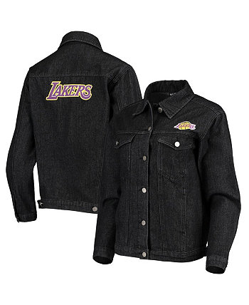 Женская черная джинсовая куртка на пуговицах Los Angeles Lakers с нашивками The Wild Collective