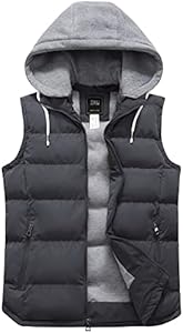 ZSHOW Men's Puffer Vest Removable Hooded Vest Outdoor Winter Vest Zshow