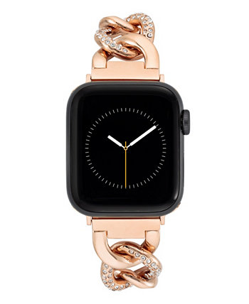 Женская цепочка из сплава цвета розового золота с браслетом из кристаллов, совместимая с Apple Watch 42/44/45/Ultra/Ultra 2 Anne Klein