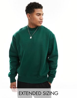 ASOS DESIGN heavyweight sweatshirt in dark green  ASOS DESIGN
