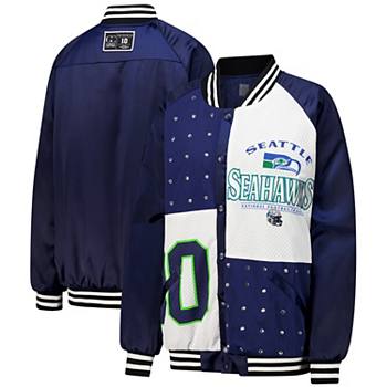 Женская Повседневная куртка Gameday Couture Seattle Seahawks Oversized Hot Shot Rhinestone Throwback Full-Snap Varsity Bomber Gameday Couture