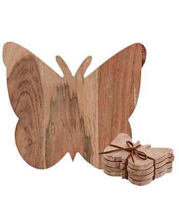 Сервировочный набор «Бабочка» из 5 предметов, подставки и разделочная доска Dolly Parton