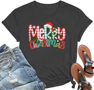 Christmas Tree Shirts Women Snowman Merry Christmas Shirt Xmas Holiday Tee Tops GRJ