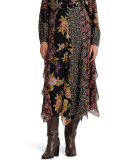 Миниатюрная юбка из жоржета с цветочной отделкой и рюшами Ralph Lauren