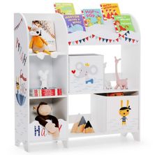 Kids Toy and Book Organizer Children Wooden Storage Cabinet with Storage Bins Slickblue