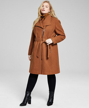 Женское асимметричное пальто с запахом и поясом больших размеров, созданное для Macy's Calvin Klein