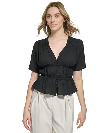Женская блуза X-Fit с коротким рукавом и v-образным вырезом с баской Calvin Klein