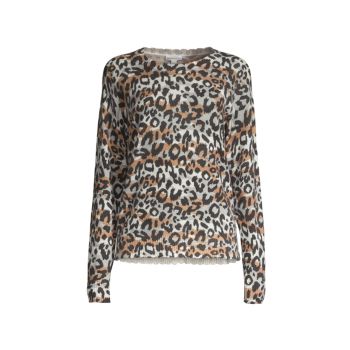 Рваный кашемировый свитер с леопардовым принтом Minnie Rose