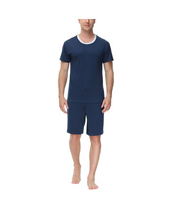 Мужская пижамная футболка и шорты с круглым вырезом и впитывающими влагу мужскими шортами INK+IVY