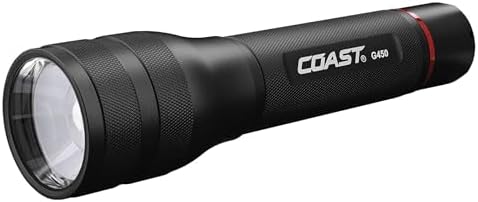 Coast G450 1630 Lumen Twist Focus with Pure Beam and Bulls-Eye Spot Beam Technology, Black Coast