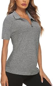 Koscacy Womens Quarter Zip Polo Shirts Short Sleeve Quick Dry Golf Tennis Athletic Tops (S-2XL) Koscacy