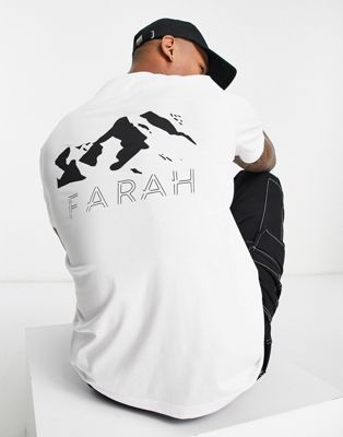 Белая хлопковая футболка с логотипом Farah Terry и принтом на спине Farah