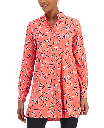 Women's Printed Long-Sleeve Popover Tunic, Created for Macy's Anne Klein