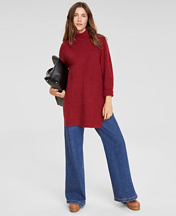 Женский свитер-туника вафельной вязки с высоким воротником, созданный для Macy's On 34th