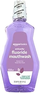 Amazon Basics Anticavity Fluoride Mouthwash, Alcohol Free, Violet Mint, 1 Liter, 33.8 Fluid Ounces, 1-Pack (Previously Solimo) Amazon Basics