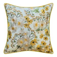 Edie@Home Indoor Outdoor Floral Print with Allover Embroidery Throw Pillow Edie at Home