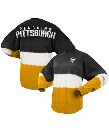 Женская черно-золотая футболка с длинным рукавом Pittsburgh Penguins с эффектом омбре Spirit Jersey
